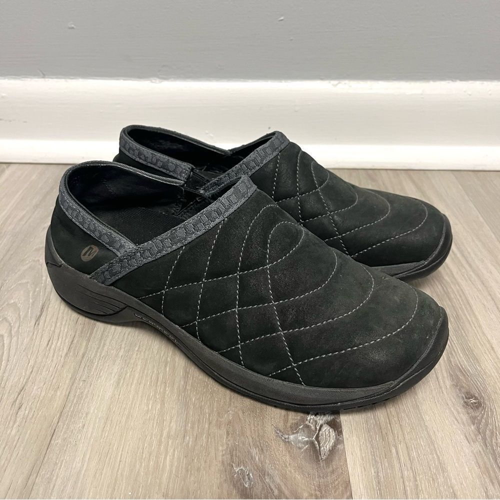 Merrell Shoes Women's 7.5 Moc Encore Black Quilted Slip-On